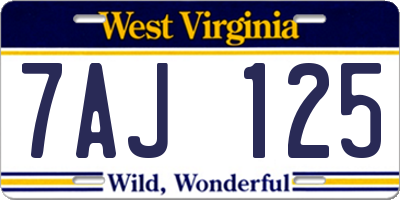 WV license plate 7AJ125