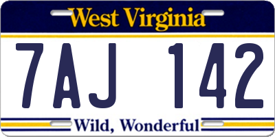 WV license plate 7AJ142