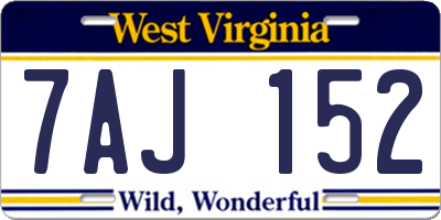 WV license plate 7AJ152