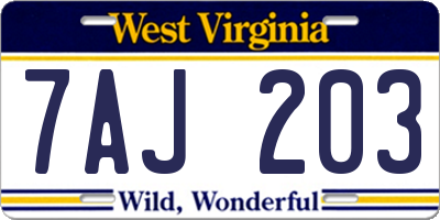 WV license plate 7AJ203