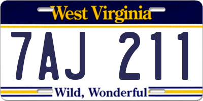 WV license plate 7AJ211