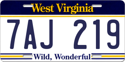 WV license plate 7AJ219