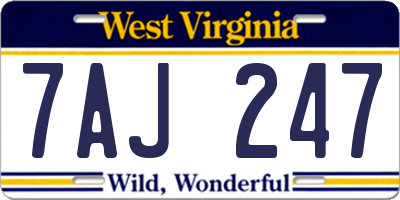 WV license plate 7AJ247