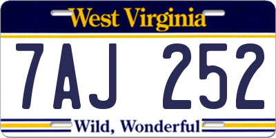 WV license plate 7AJ252