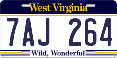 WV license plate 7AJ264