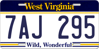 WV license plate 7AJ295