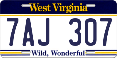 WV license plate 7AJ307
