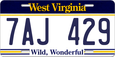 WV license plate 7AJ429