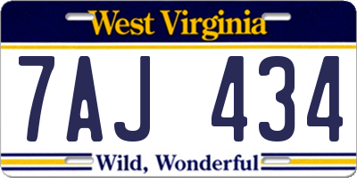 WV license plate 7AJ434