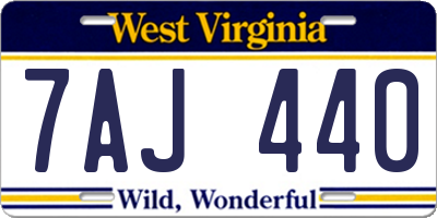 WV license plate 7AJ440