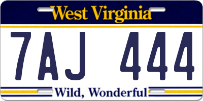 WV license plate 7AJ444