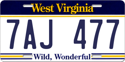WV license plate 7AJ477