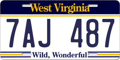 WV license plate 7AJ487