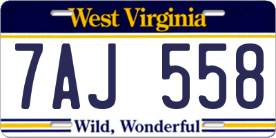 WV license plate 7AJ558