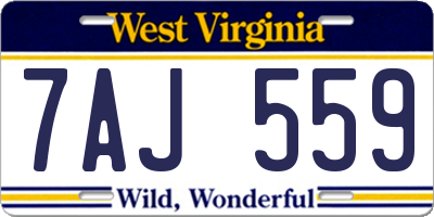 WV license plate 7AJ559