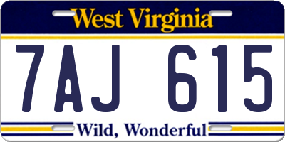 WV license plate 7AJ615