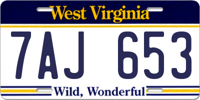 WV license plate 7AJ653