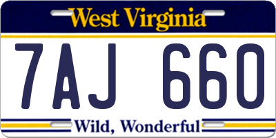 WV license plate 7AJ660