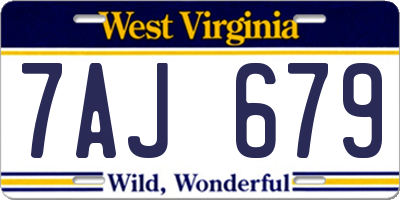 WV license plate 7AJ679