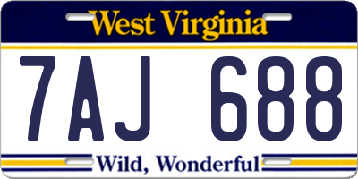 WV license plate 7AJ688