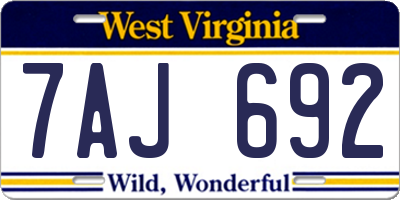 WV license plate 7AJ692