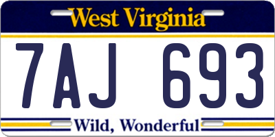 WV license plate 7AJ693