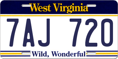 WV license plate 7AJ720