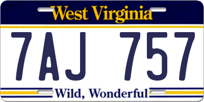 WV license plate 7AJ757