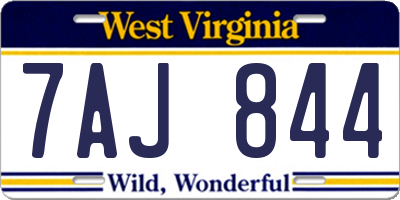WV license plate 7AJ844