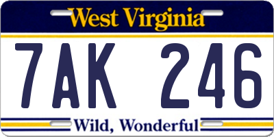 WV license plate 7AK246