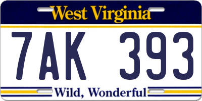 WV license plate 7AK393
