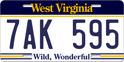 WV license plate 7AK595