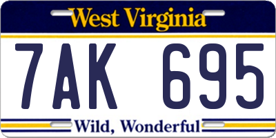 WV license plate 7AK695