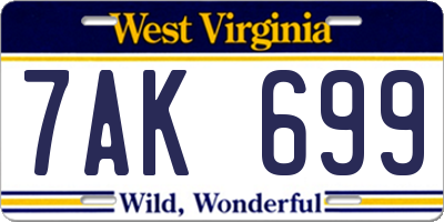 WV license plate 7AK699