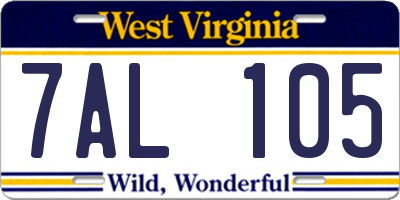 WV license plate 7AL105