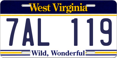 WV license plate 7AL119