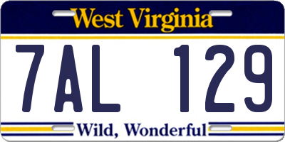 WV license plate 7AL129