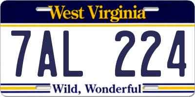 WV license plate 7AL224