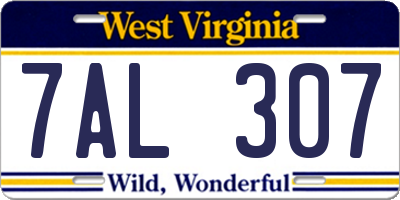 WV license plate 7AL307