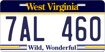 WV license plate 7AL460
