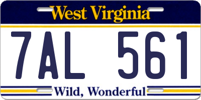 WV license plate 7AL561