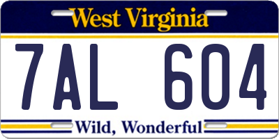 WV license plate 7AL604