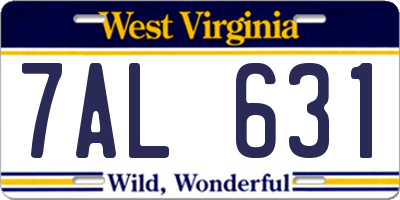WV license plate 7AL631
