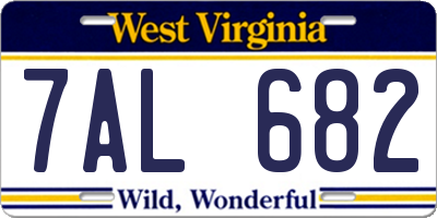 WV license plate 7AL682