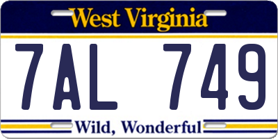 WV license plate 7AL749