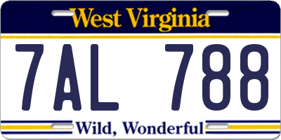 WV license plate 7AL788