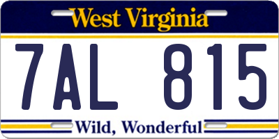 WV license plate 7AL815
