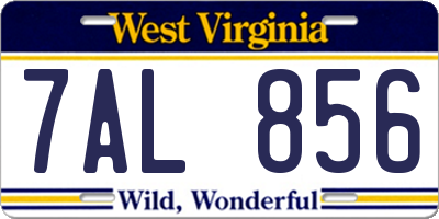 WV license plate 7AL856