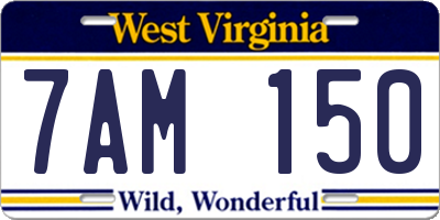 WV license plate 7AM150