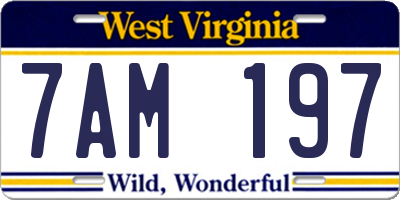 WV license plate 7AM197